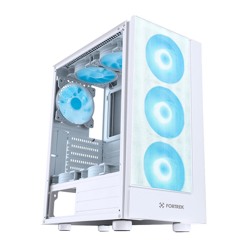 Gabinete Gamer Fortrek Cruiser RGB BR, Mid Tower, Com 3 Fans, Lateral Acrilico, Branco, 80257