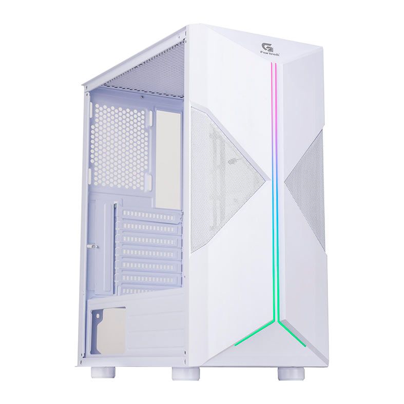 Gabinete Gamer Fortrek Holt Rgb Br Mid Tower Lateral Acrilico Branco