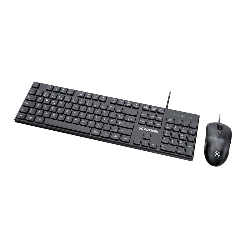 Kit Teclado e Mouse Fortrek C13, 1200 DPI, ABNT2, USB, Preto, 84936