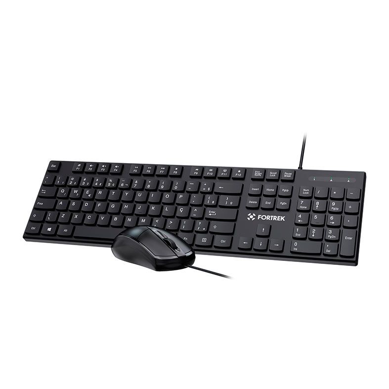 Kit Teclado e Mouse Fortrek C13, 1200 DPI, ABNT2, USB, Preto, 84936