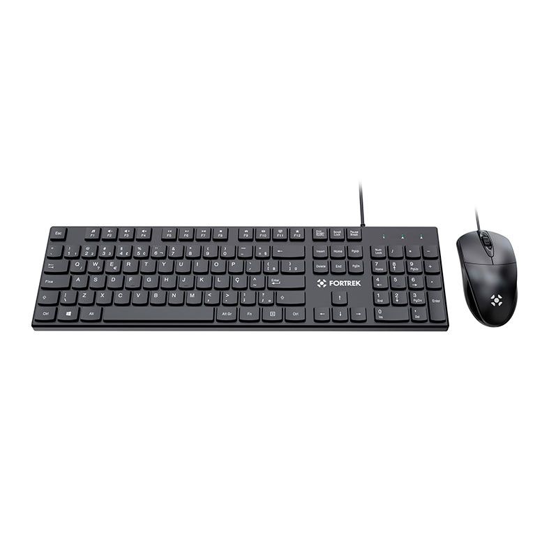 Kit Teclado e Mouse Fortrek C13, 1200 DPI, ABNT2, USB, Preto, 84936