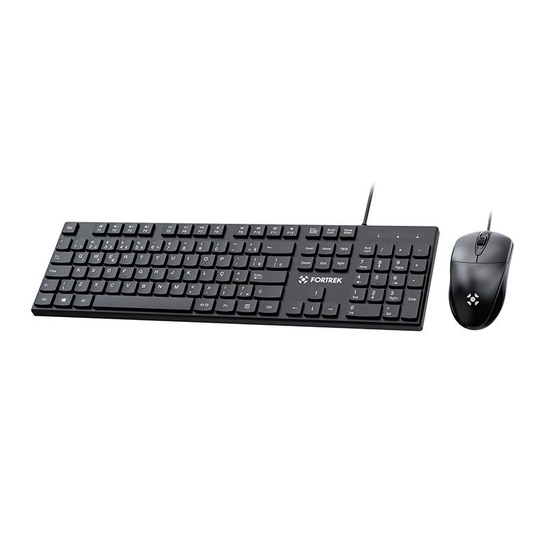 Kit Teclado e Mouse Fortrek C13, 1200 DPI, ABNT2, USB, Preto, 84936