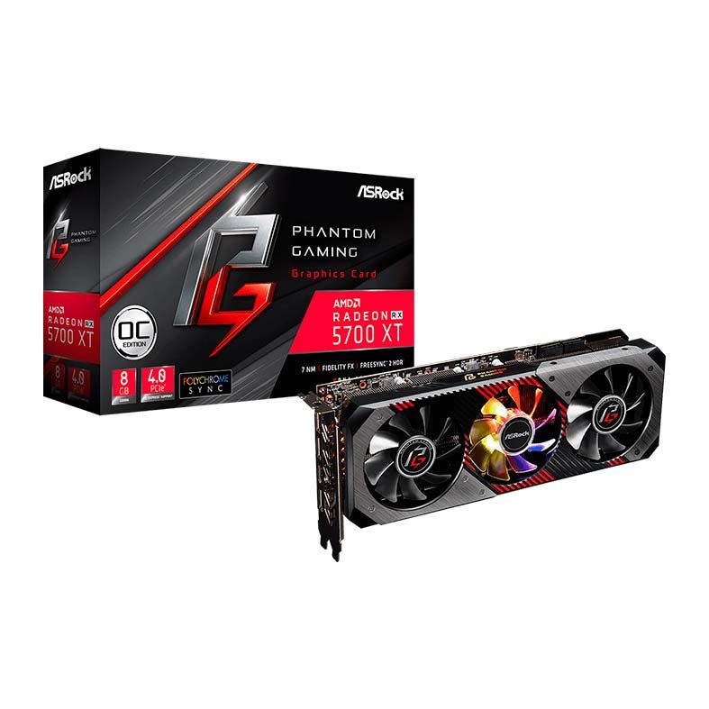 Placa de Video ASRock Radeon RX 5700 XT 8GB Phantom Gaming D OC Edition 256-bit, 90-GA1JZZ-00UANF