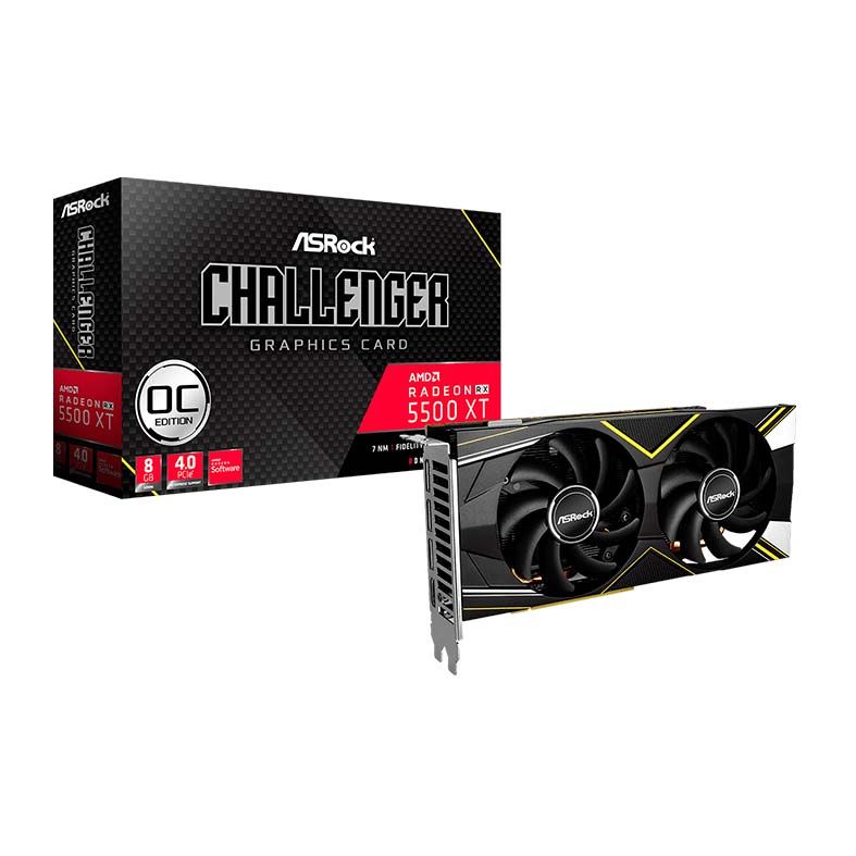 Placa de Video ASRock Radeon RX 5500 XT 8GB Challenger OC Edition 128-bit, 90-GA1LZZ-00UANF