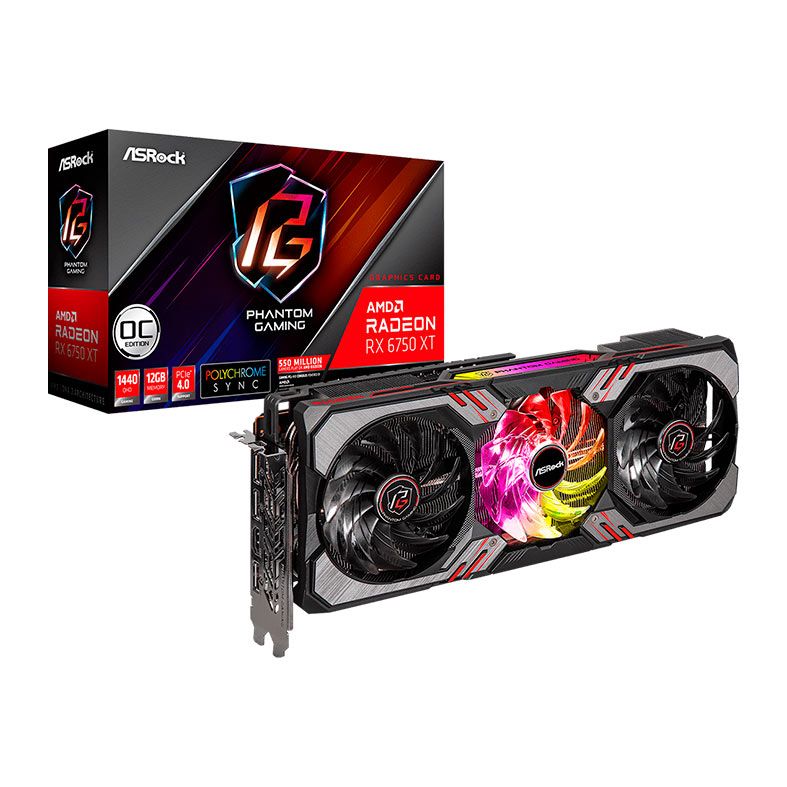 Placa de Video ASRock Radeon RX 6750 XT Phantom Gaming D OC, 12GB, GDDR6, 192-Bit, 90-GA3NZZ-00UANF