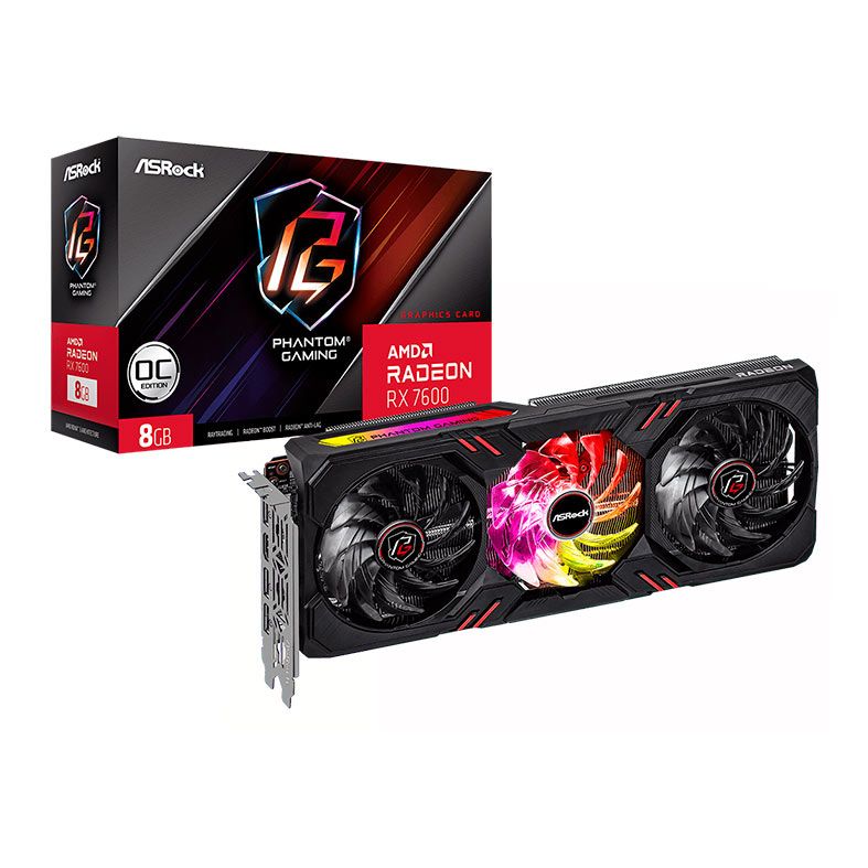 Placa de Vídeo AsRock Radeon RX 7600 Phantom Gaming OC, 8GB, GDDR6, 128-bit, 90-GA4BZZ-00UANF