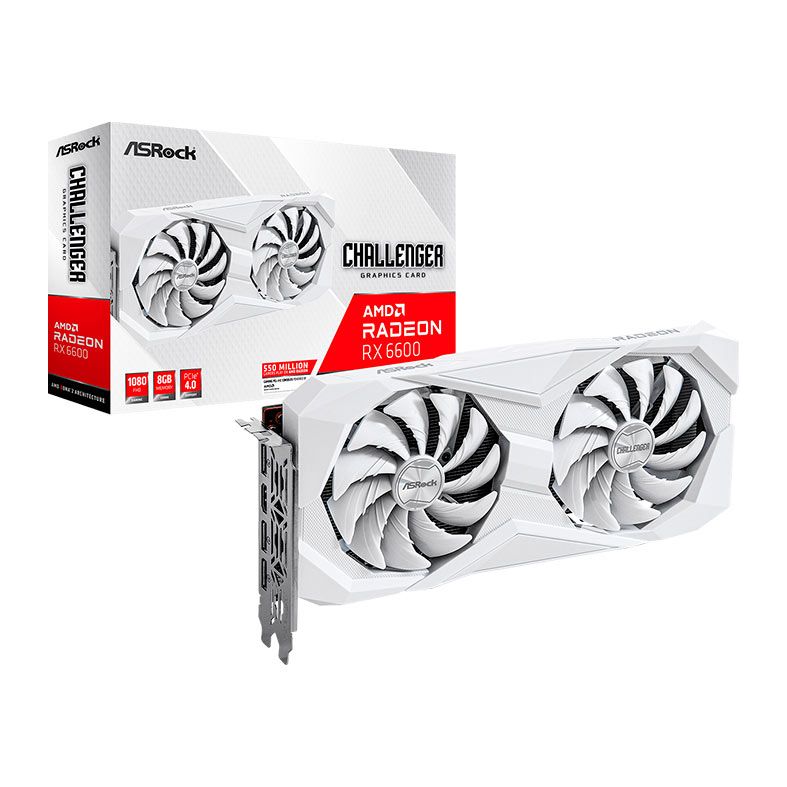 Placa de Video AsRock Radeon RX 6600 Challenger White, 8GB, GDDR6, 128-bit, 90-GA4UZZ-00UANF