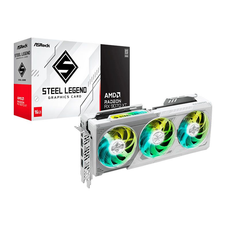 Placa de Video AsRock Radeon RX 9070 XT Steel Legend, 16GB, GDDR6, 256-bit, 90-GA5DZZ-00UANF - PRE VENDA