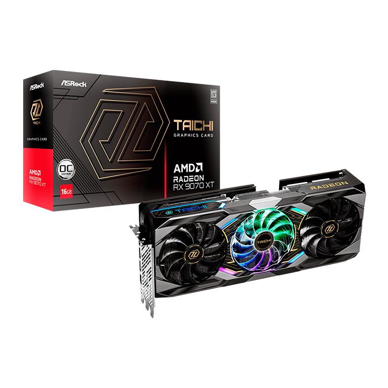 Placa de Video AsRock Radeon RX 9070 XT Taichi OC, 16GB, GDDR6, 256-bit, 90-GA5HZZ-00UANF - PRE VENDA