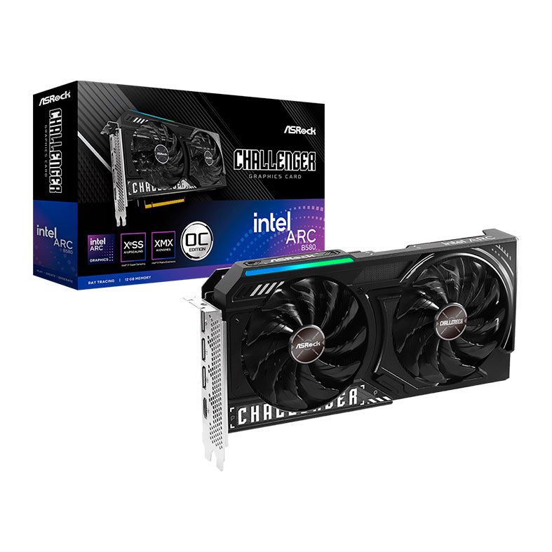 Placa de Video AsRock Intel ARC B580 Challenger OC, 12GB, GDDR6, 192-bit, 90-GA5LZZ-00UANF