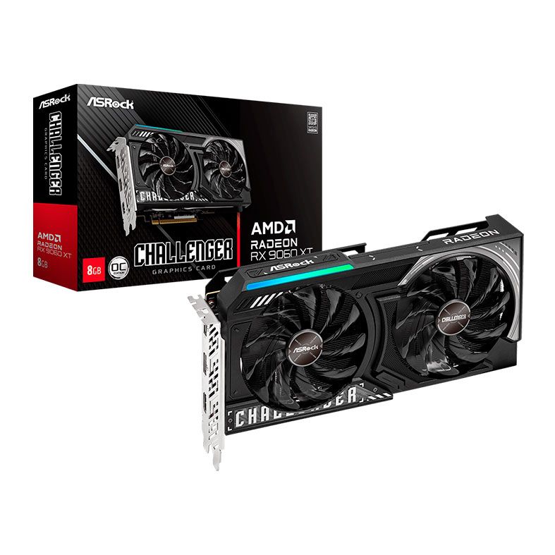 Placa de Video AsRock Radeon RX 9060 XT Challenger OC, 8GB, GDDR6, 128-bit, 90-GA5TZZ-00UANF