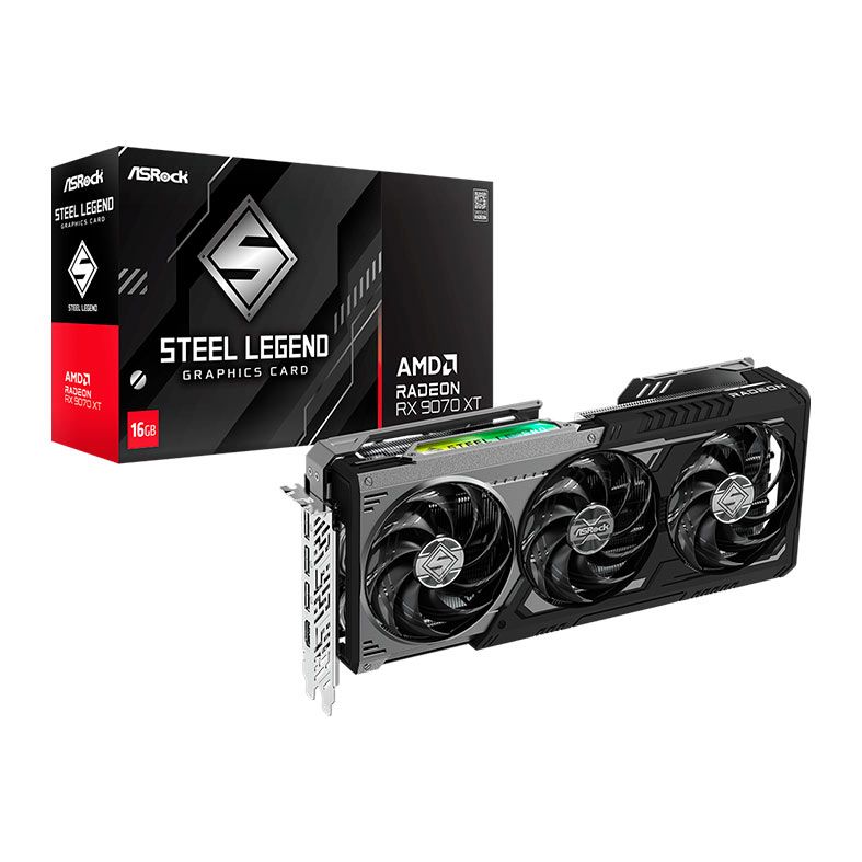 ASRock Radeon RX 9070 16GB グラフィックカード Placa de Video AsRock Radeon RX 9070 XT Steel Legend Dark, 16GB