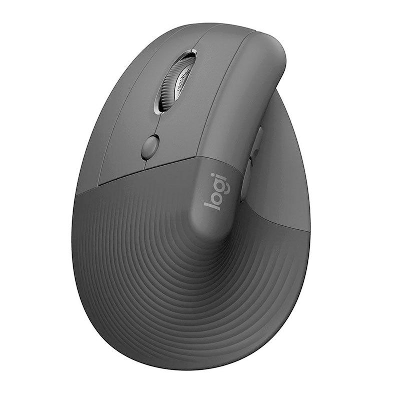 Mouse Vertical Logitech Lift, Bluetooth, 4000DPI, 6 Botoes, Canhoto, Graphite, 910-006467