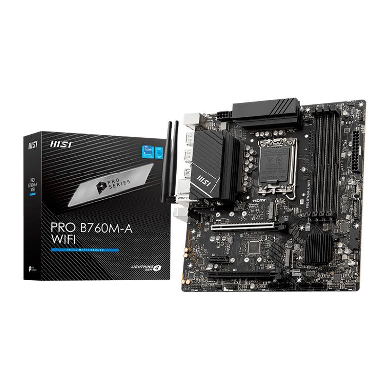 Placa Mae MSI PRO B760M-A WIFI, DDR5, Socket LGA 1700, M-ATX, Chipset B760, PRO-B760M-A-WIFI