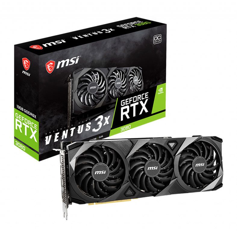 Placa de Video MSI GeForce RTX 3080 Ventus 3x OC Edition, LHR, 10GB, GDDR6X, 320-bit, 912-V389-212
