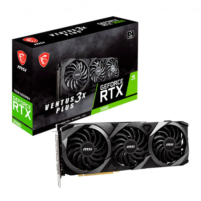 Placa de Video MSI GeForce RTX 3080 Ventus 3x Plus, LHR, 12GB, GDDR6X, 384-bit, 912-V389-428