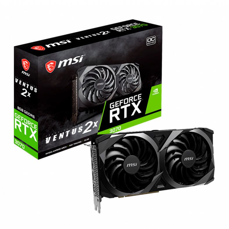MSI GeForce RTX 3070 VENTUS 2X OC ほぼジャンク Placa de Video MSI GeForce RTX 3070 Ventus 2X OC, LHR, 8GB, GDDR6