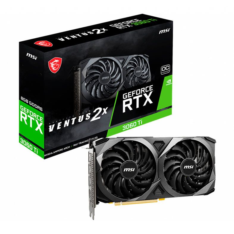 Placa de Video MSI GeForce RTX 3060 Ti Ventus 2X OCV1, LHR, 8GB, GDDR6, 256-bit, 912-V397-233