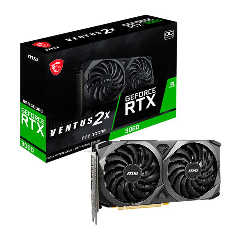 Placa de Video MSI GeForce RTX 3060 Ventus 2X OC, 8GB, GDDR6, 192-bit, 912-V397-646