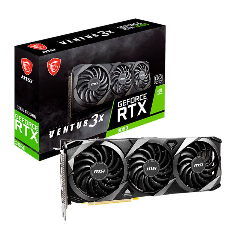 Placa de Video MSI GeForce RTX 3060 Ventus 3X OC, 12GB, GDDR6, 192-bit, 912-V397-673