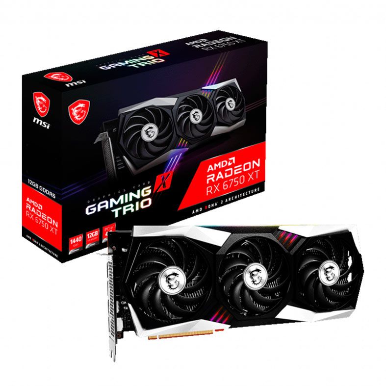 Placa de Video MSI Radeon RX 6750 XT Gaming X Trio, 12GB, GDDR6, 192-bit, 912-V399-001