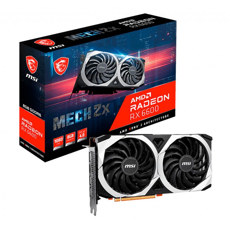 Placa de Video MSI Radeon RX 6600 Mech 2x, 8GB, GDDR6, 128-bit, RX6600-MECH2x