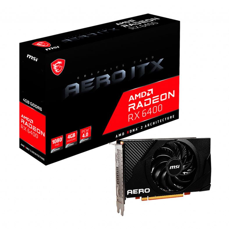 Placa de Video MSI Radeon RX 6400 Aero ITX, 4GB, GDDR6, 64-bit, 912-V508-004
