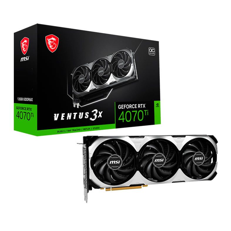 Placa de Video MSI GeForce RTX 4070 Ti Ventus 3X E OC, 12GB, GDDR6X, 192-bit, 912-V513-295