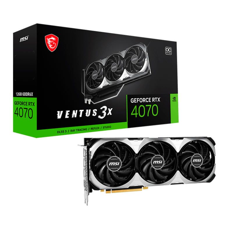 Placa de Video MSI GeForce RTX 4070 Ventus 3X OC, 12GB, GDDR6X, 192-bit, 912-V513-414