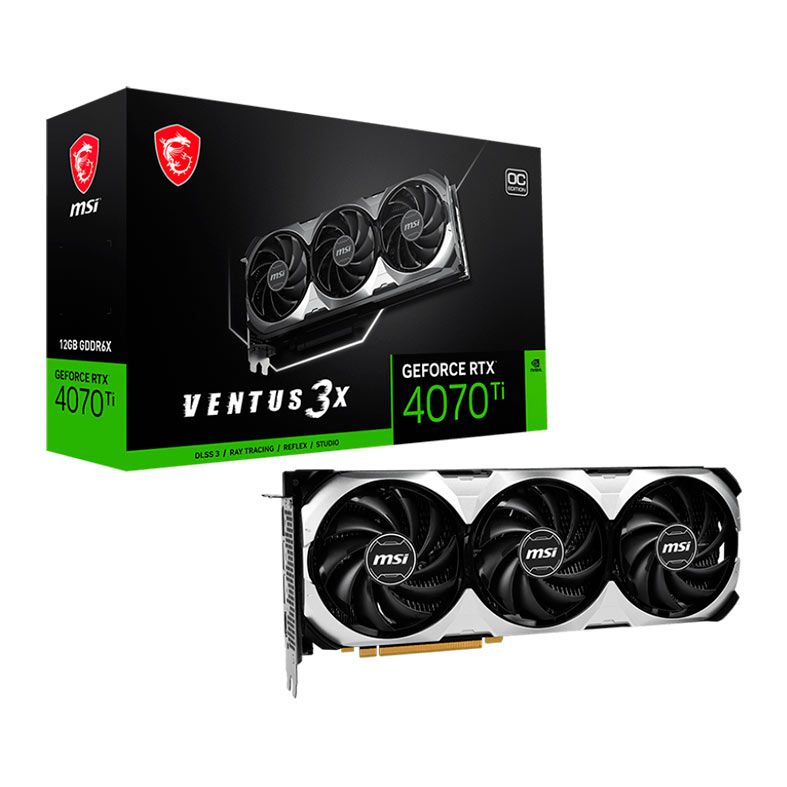 Placa de Video MSI GeForce RTX 4070 Ti Ventus 3X  OC, 12GB, GDDR6X, 192-bit, 912-V513-461
