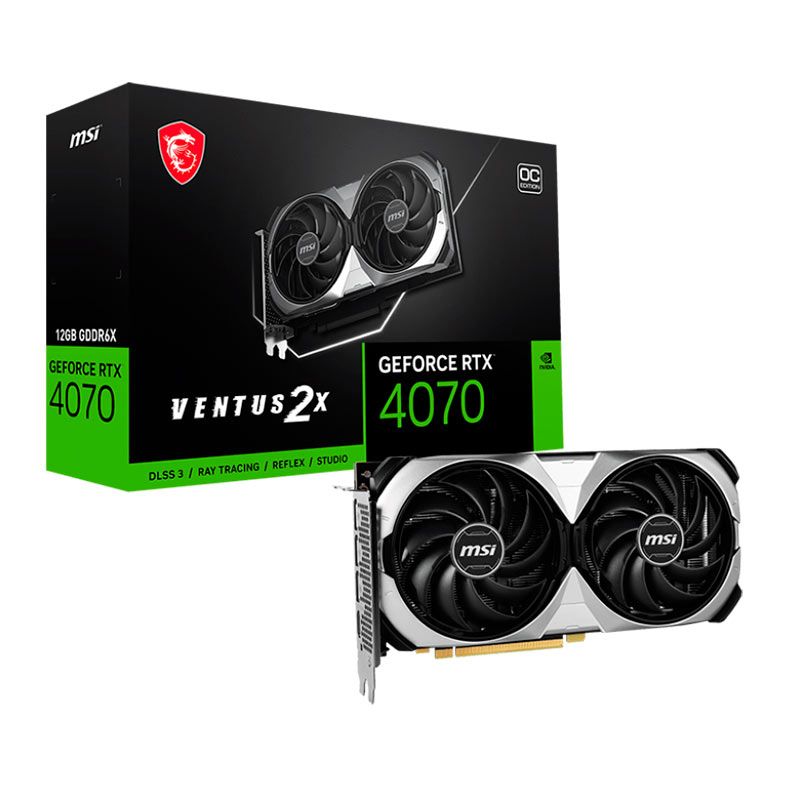 Placa de Video MSI GeForce RTX 4070 Ventus 2X OC, 12GB, GDDR6X, 192-bit, 912-V513-488