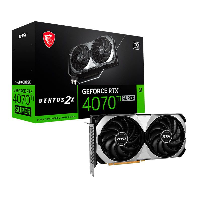 Placa de Video MSI GeForce RTX 4070 Ti Super Ventus 2X OC, 16GB, GDDR6X, 256-bit, 912-V513-628