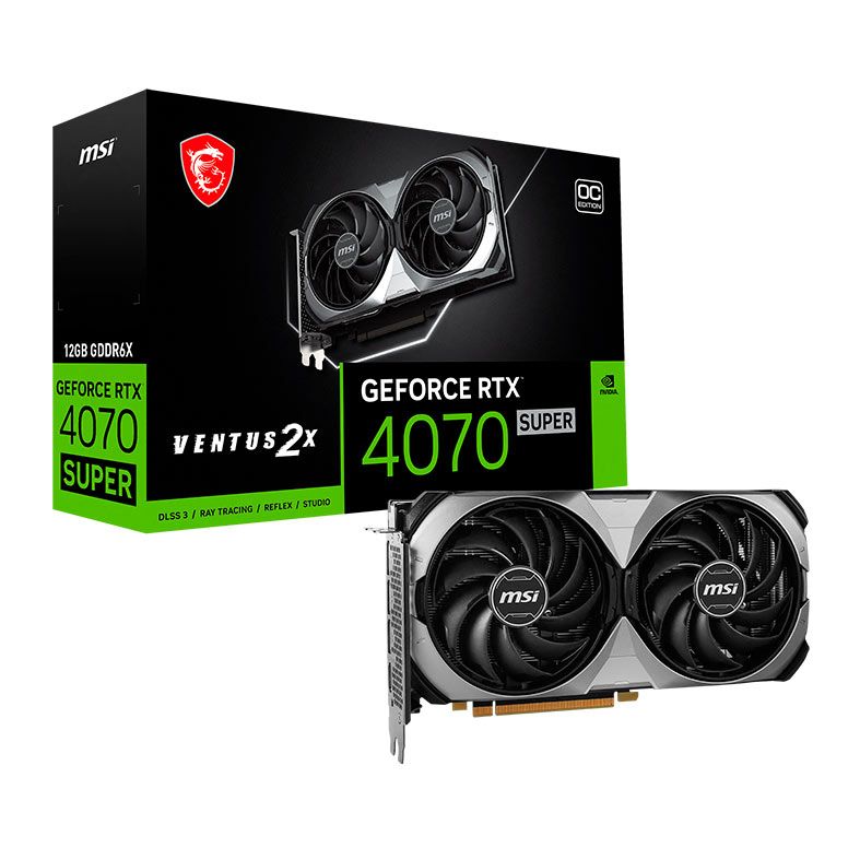 Placa de Video MSI GeForce RTX 4070 Super Ventus 2X OC, 12GB, GDDR6X, 192-bit, 912-V513-641