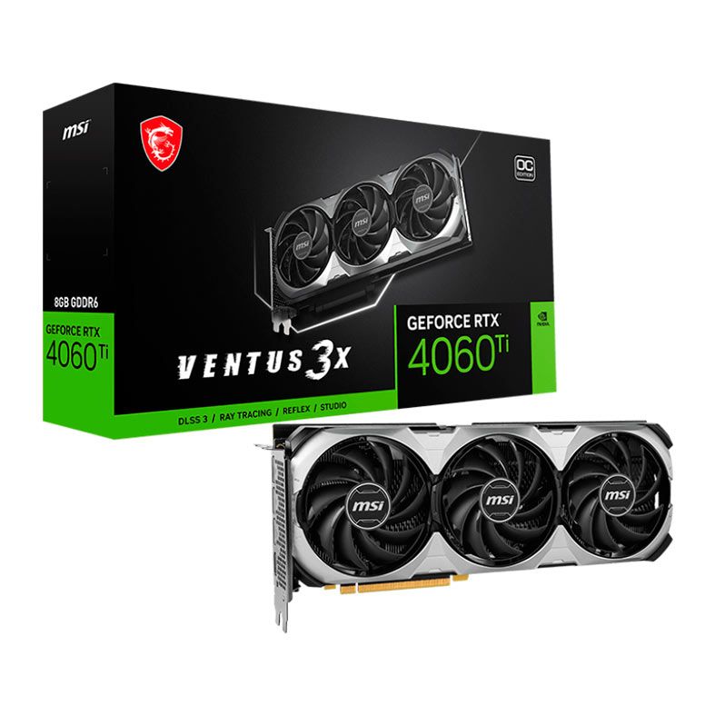 Placa de Video MSI GeForce RTX 4060 Ti Ventus 3X OC, 8GB, GDDR6, 128-bit, 912-V515-023