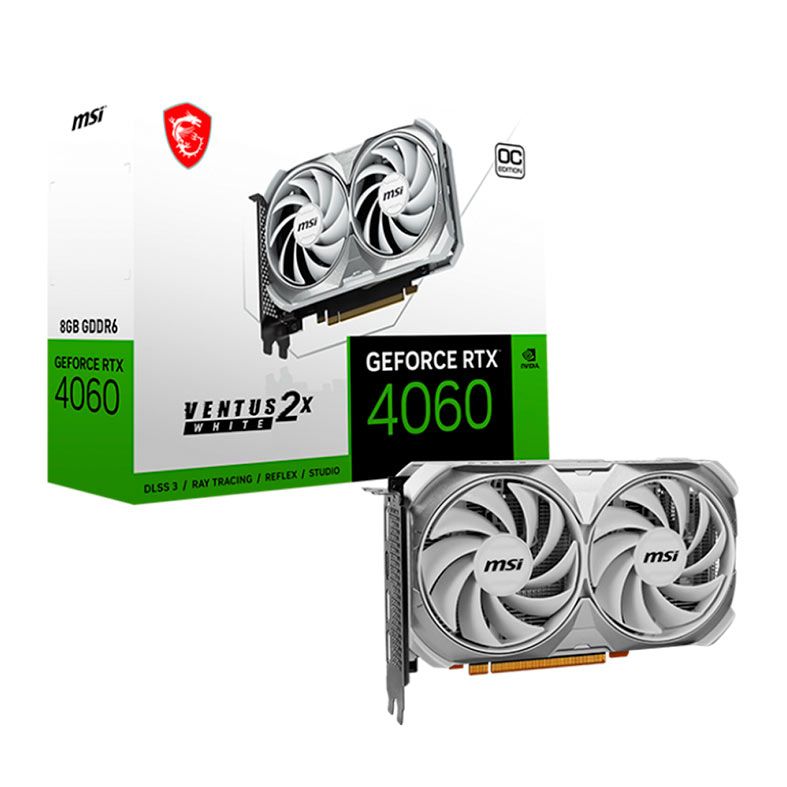 Placa de Video MSI GeForce RTX 4060 Ventus 2X OC, 8GB, GDDR6, 128-bit, White, 912-V516-030