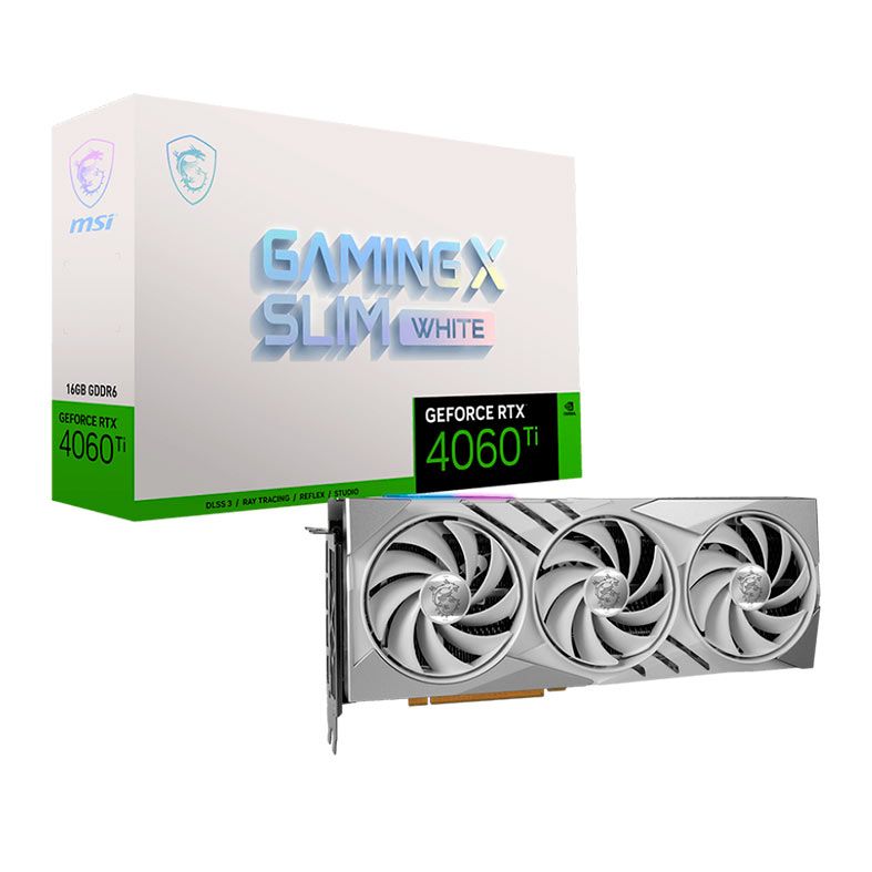 Placa de Video MSI GeForce RTX 4060 Ti Gaming X Slim White, 16GB, GDDR6, 128-bit, 912-V517-001-IMP