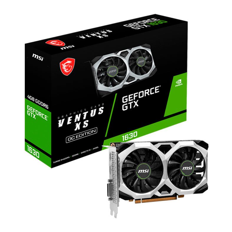 Placa de Video MSI GeForce GTX 1630 Ventus XS OC, 4GB, GDDR6, 64-bits, 912-V809-4204