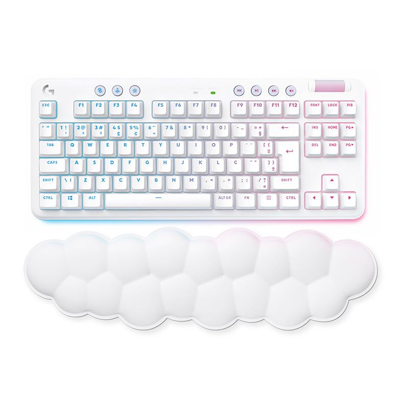 Teclado Mecanico Logitech G715 Lightspeed, RGB, Wireless, Switch GX Linear Red, Branco, 920-010706