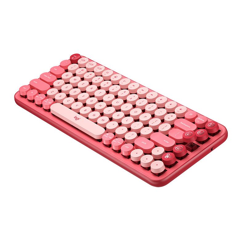 Teclado Mecanico Logitech Pop Keys, Wireless, Switch Marrom, Rosa Heartbreaker, 920-010712
