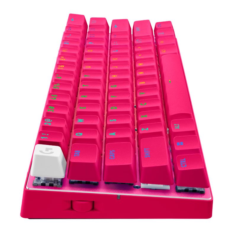 Teclado Mecanico Logitech G Pro X Lightspeed, RGB, 60%, Switch Optico GX Tactile, Tri-Mode, Magenta, 920-011940