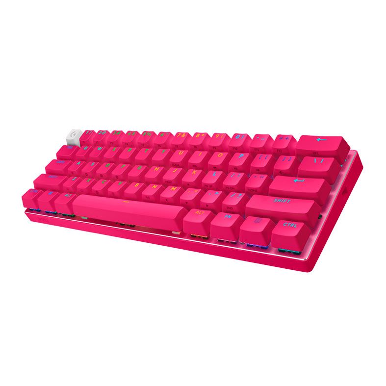 Teclado Mecanico Logitech G Pro X Lightspeed, RGB, 60%, Switch Optico GX Tactile, Tri-Mode, Magenta, 920-011940