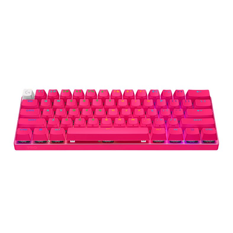 Teclado Mecanico Logitech G Pro X Lightspeed, RGB, 60%, Switch Optico GX Tactile, Tri-Mode, Magenta, 920-011940