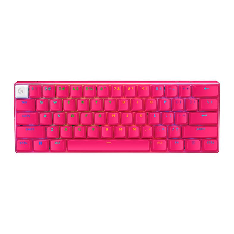 Teclado Mecanico Logitech G Pro X Lightspeed, RGB, 60%, Switch Optico GX Tactile, Tri-Mode, Magenta, 920-011940