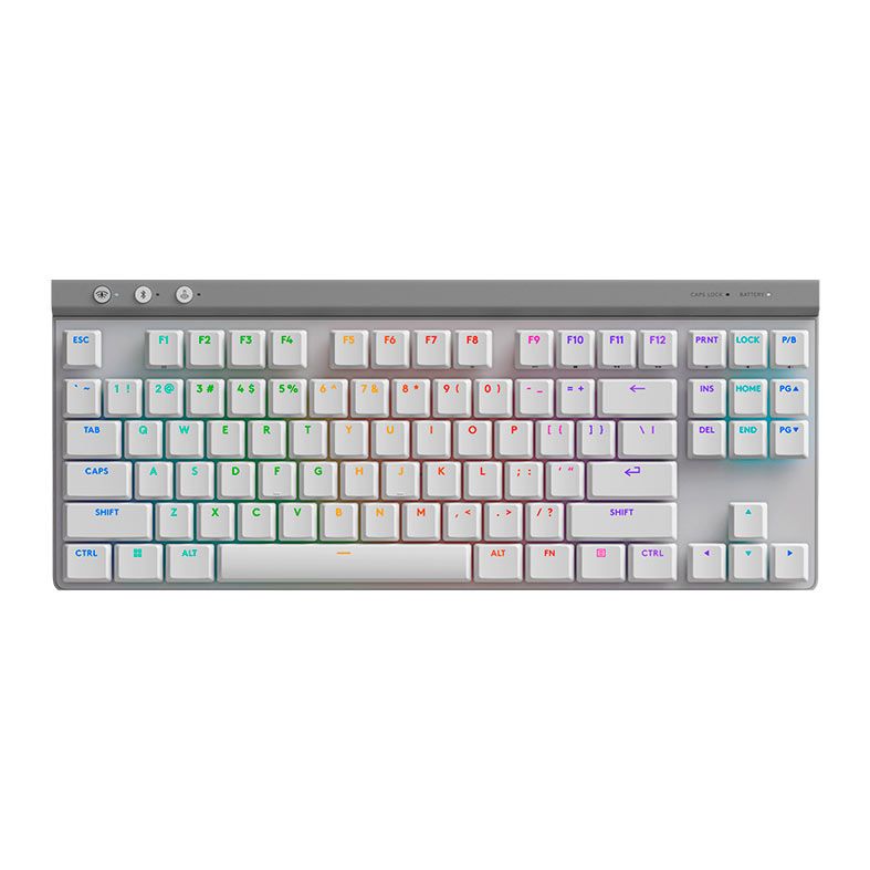 Teclado Mecanico Logitech G515 TKL Lightspeed, RGB, Switch GL Brown, Tri-Mode, Branco, 920-012535