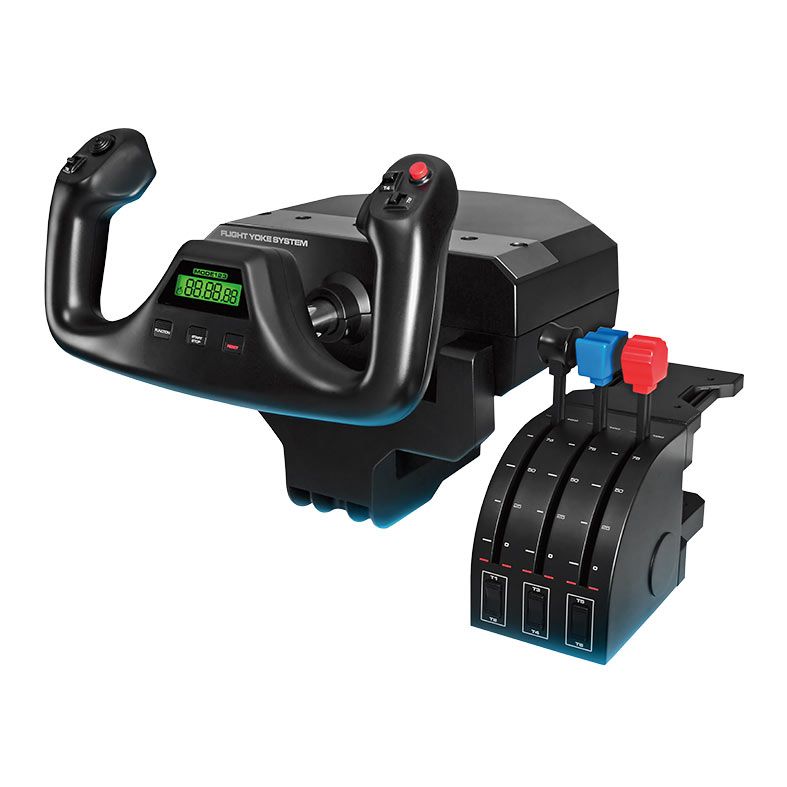 Simulador Profissional de Quadrante Logitech Com Manche e Acelerador Flight Yoke System, 945-000023