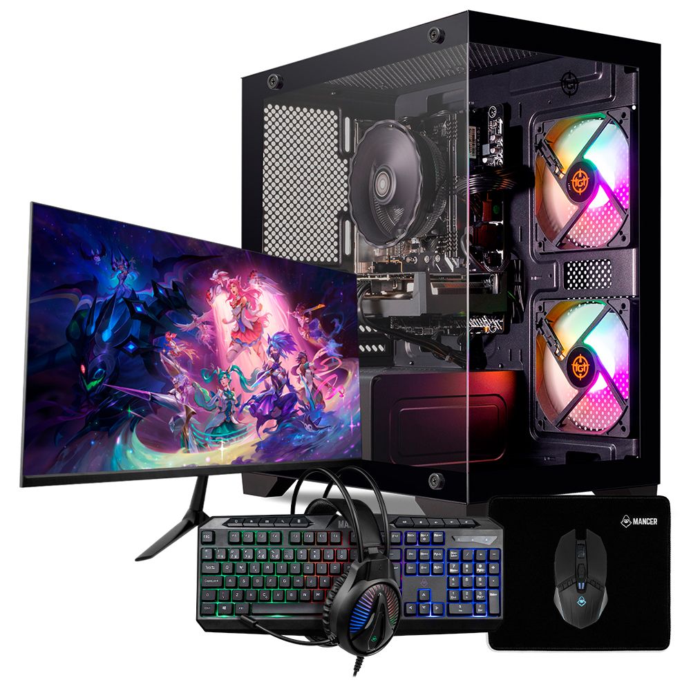PC Gamer Mancer Jotun X, Intel Core i7, Radeon RX 590 8GB, 16GB DDR3, SSD 1TB + Monitor + Kit Periféricos