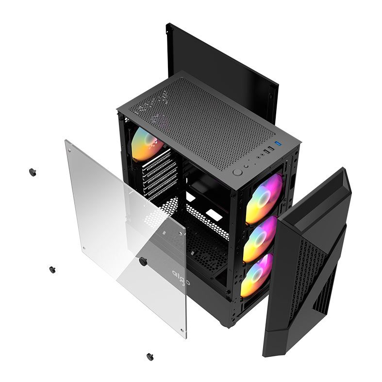 Gabinete Gamer Aigo A01, Lateral de Vidro, Preto, A01-BK