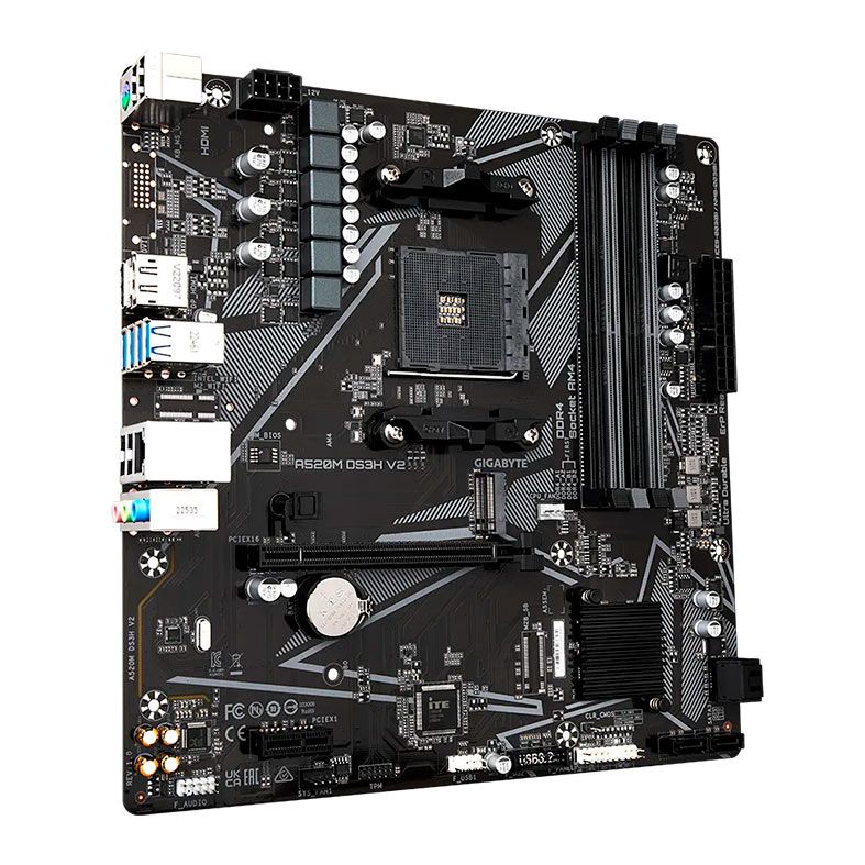 Placa Mae Gigabyte A520M DS3H V2, DDR4, Socket AMD AM4, M-ATX, Chipset AMD A520, A520M-DS3H-V2