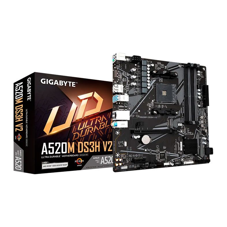 Placa Mae Gigabyte A520M DS3H V2, DDR4, Socket AMD AM4, M-ATX, Chipset AMD A520, A520M-DS3H-V2