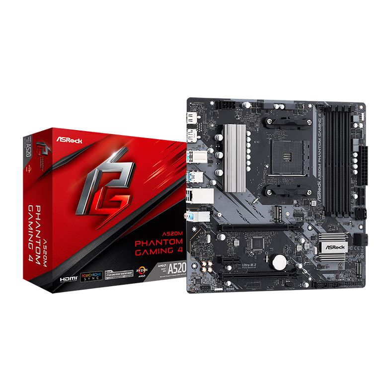 Placa Mae AsRock A520M Phantom Gaming 4, DDR4, Socket AM4, M-ATX, Chipset AMD A520, A520M-PHANTOM-GAMING-4